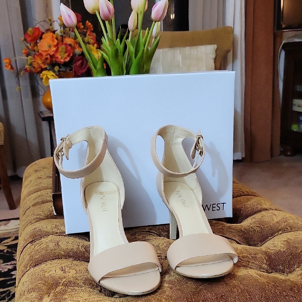 Nine West Women's Tan Ankle Strap Heels